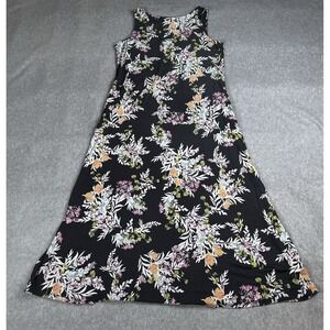 J.Jill Women's XS GRAY Floral Print Sleeveless Maxi /Midi Dress Cottagecore